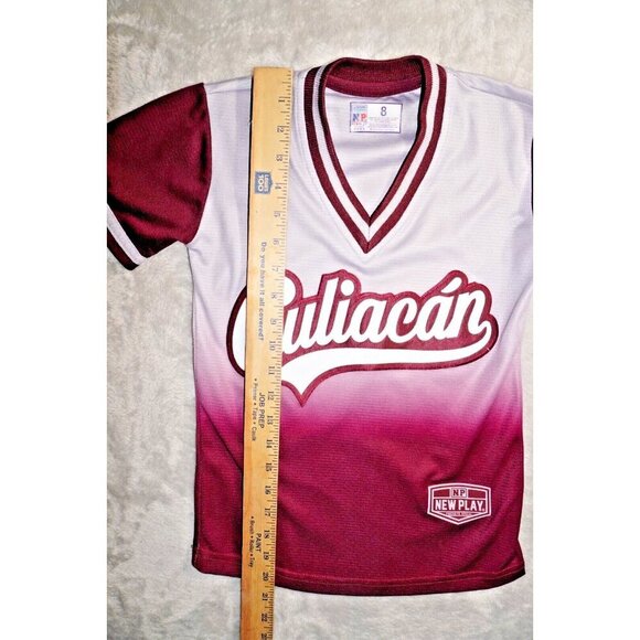 Culiacán Baseball Jersey by New Play – Youth Size 8 – Maroon & Gray Gradient - Picture 6 of 9